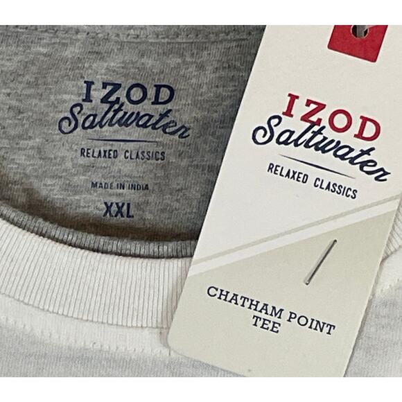 Izod Saltwater Mens XXL White T Shirt Relaxed Chatham Point Tee Soft Stretch - Picture 4 of 12